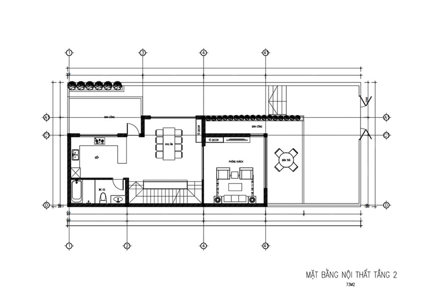 Bản vẽ mặt bằng lầu 1 biệt thự phố 3 tầng 160m2