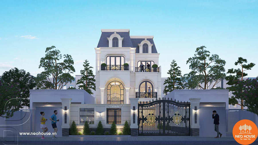 Mẫu bản vẽ phối cảnh biệt thự 3 tầng phong cách Luxury